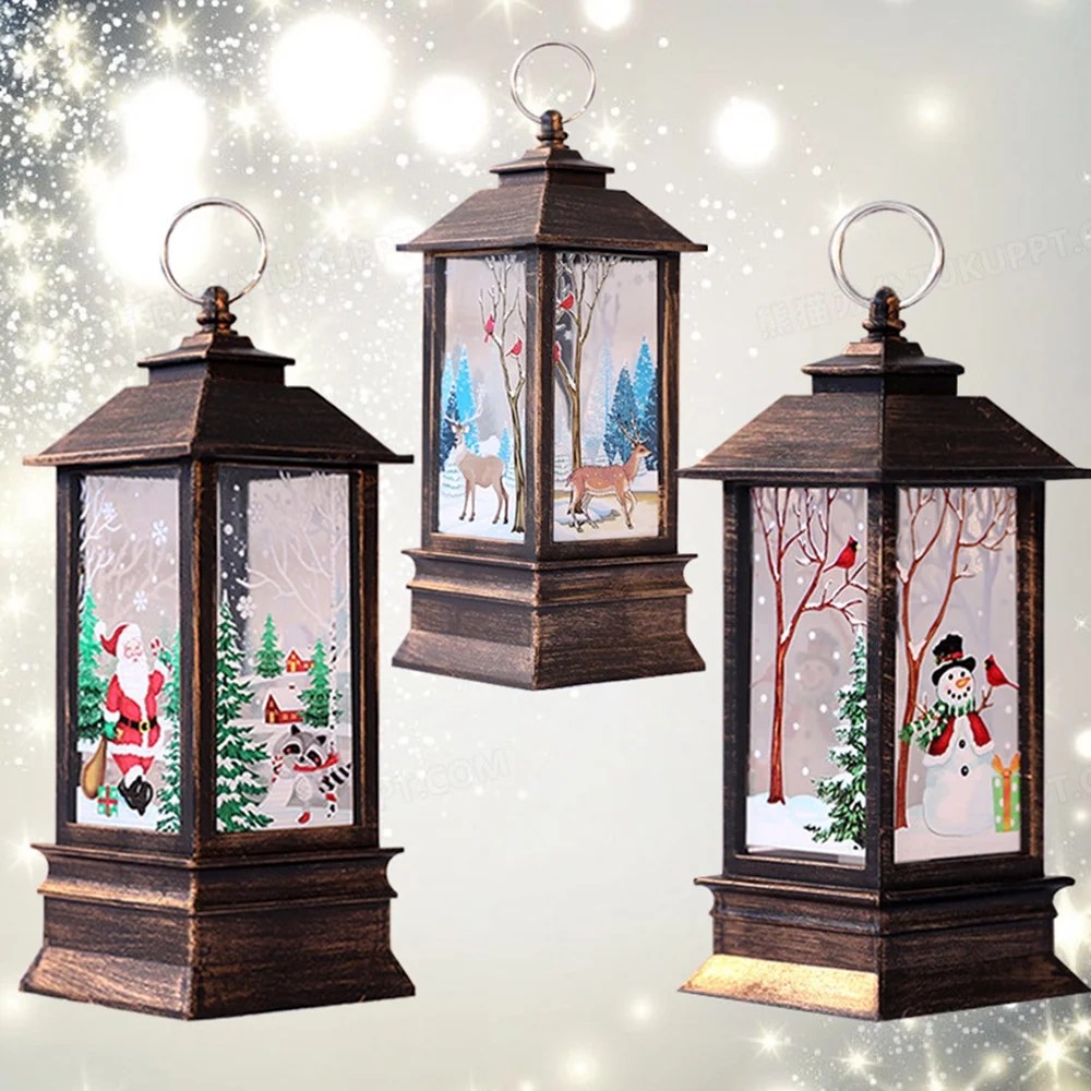 Christmas Lantern Glittering Decorative Vintage Style