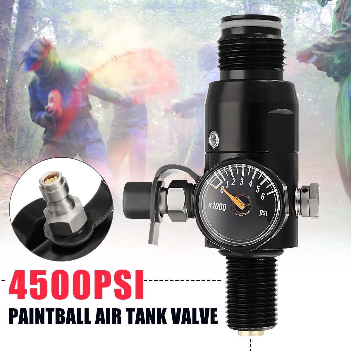 Paint Valve Ball Regulator 4500psi HPA Air Tank Output 1800psi 5/8''18UNF