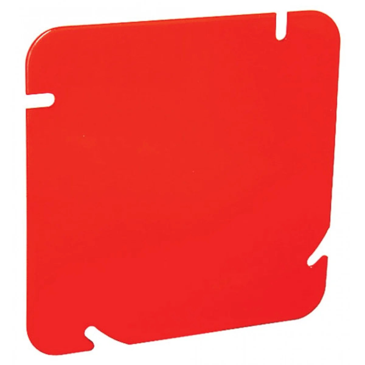 2 Pcs, 411/16 Red Blank Box Cover, Flat, Zinc Plated Steel Painted Red