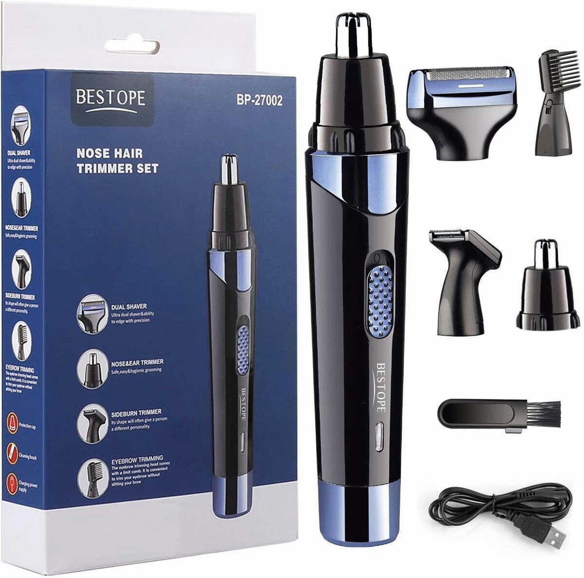 BESTOPE Nose Hair Trimmer 4 in 1 USB Nose Hair Trimmer Rechargeable