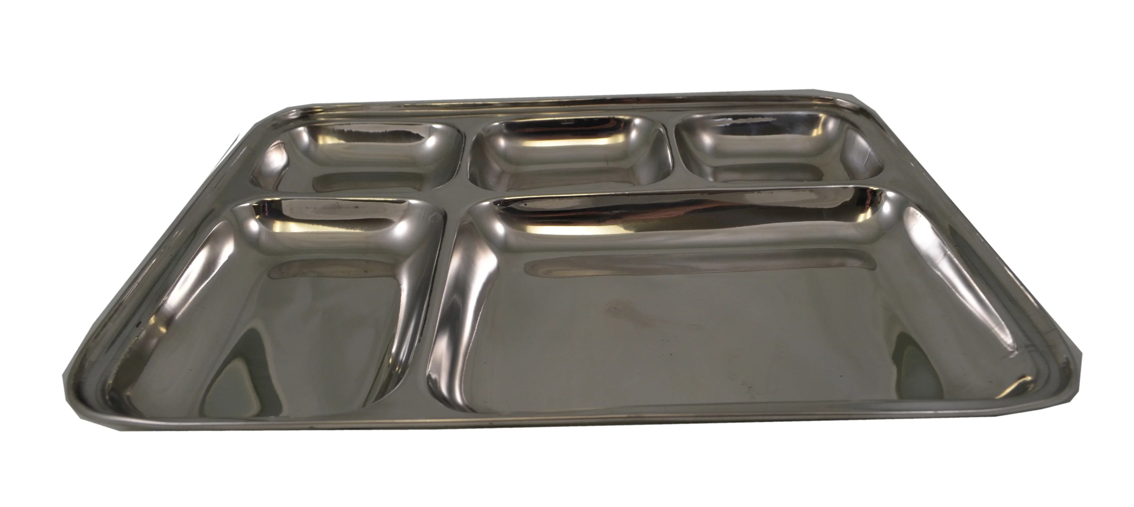 5 Compartment Stainless Steel Sectional Food Serving Tray 10" x 13
