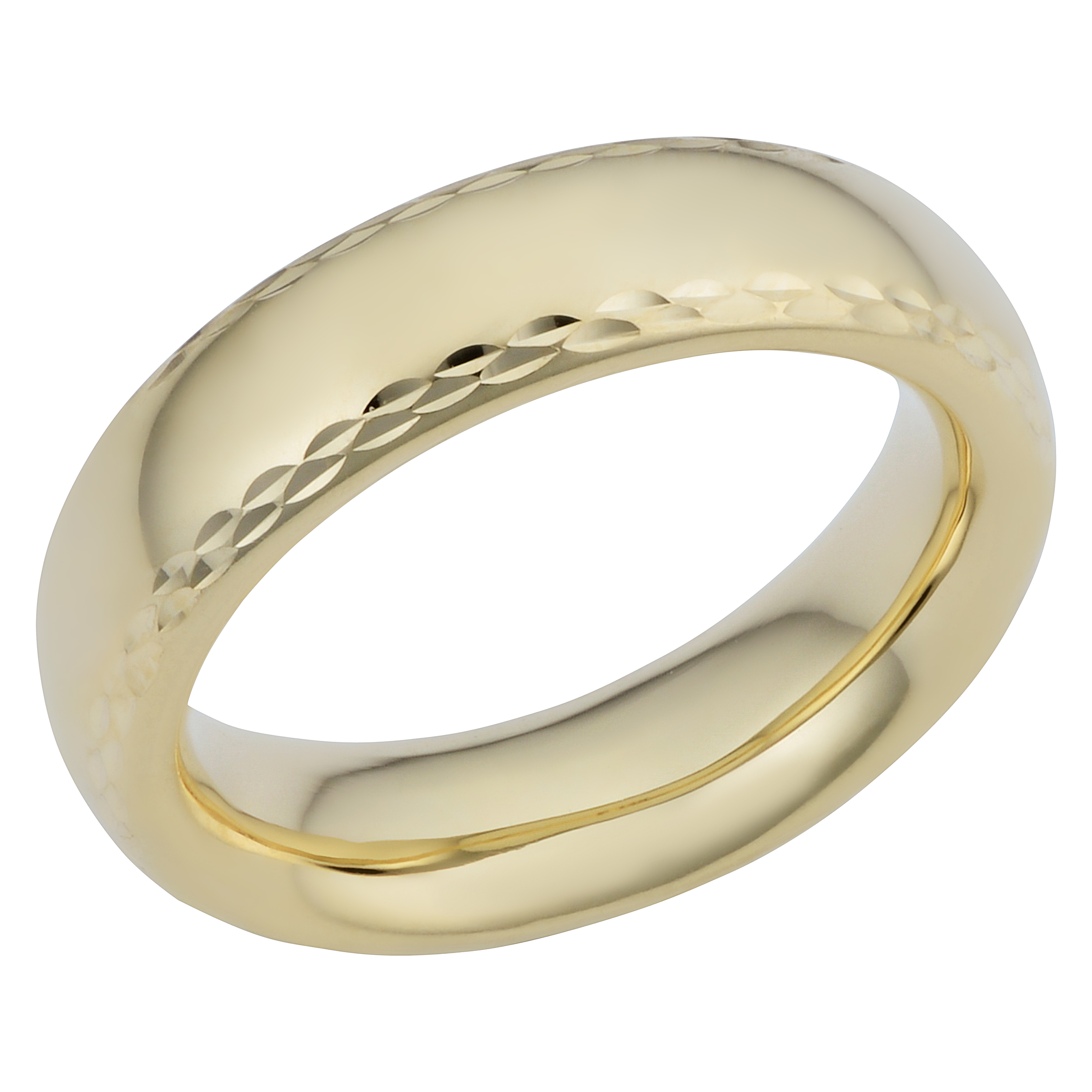 Jewelry Affairs 14k Yellow Gold Diamond Cut 6mm Wide Hollow Wedding