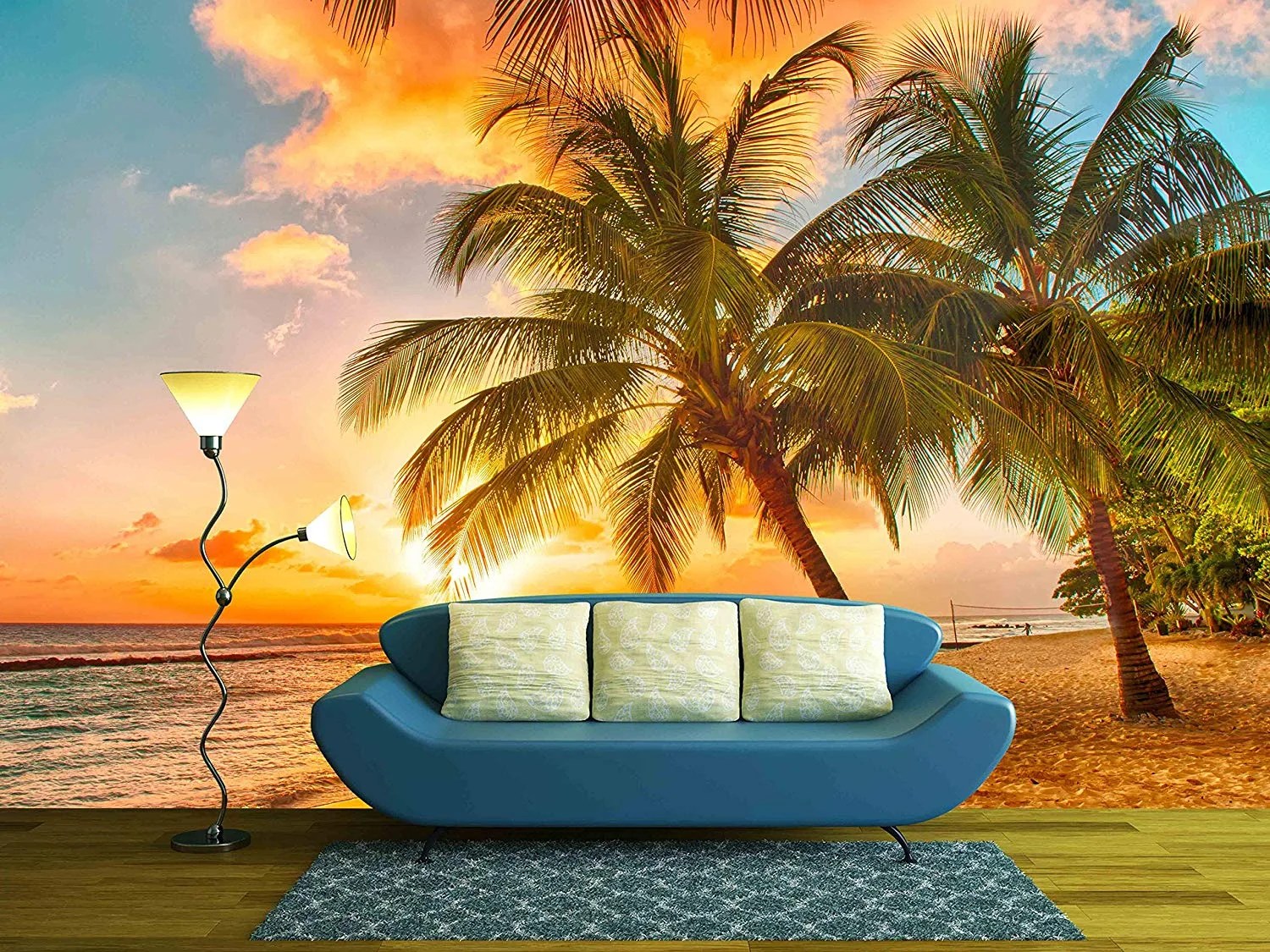 Wall26 Beautiful Sunset over the Sea with a View at Palms on the White