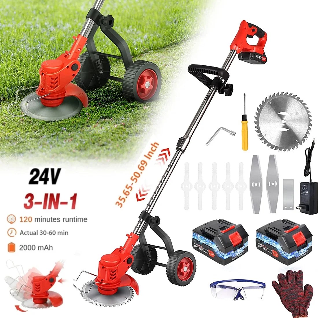 Cordless Weed Wacker 3in1 PRAXO Brush Cutter Grass Trimmer with