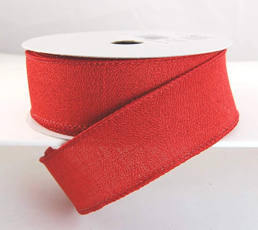 Wire Edged Solid Red Christmas or Valentine Ribbon 1 1/2" 10 Yards