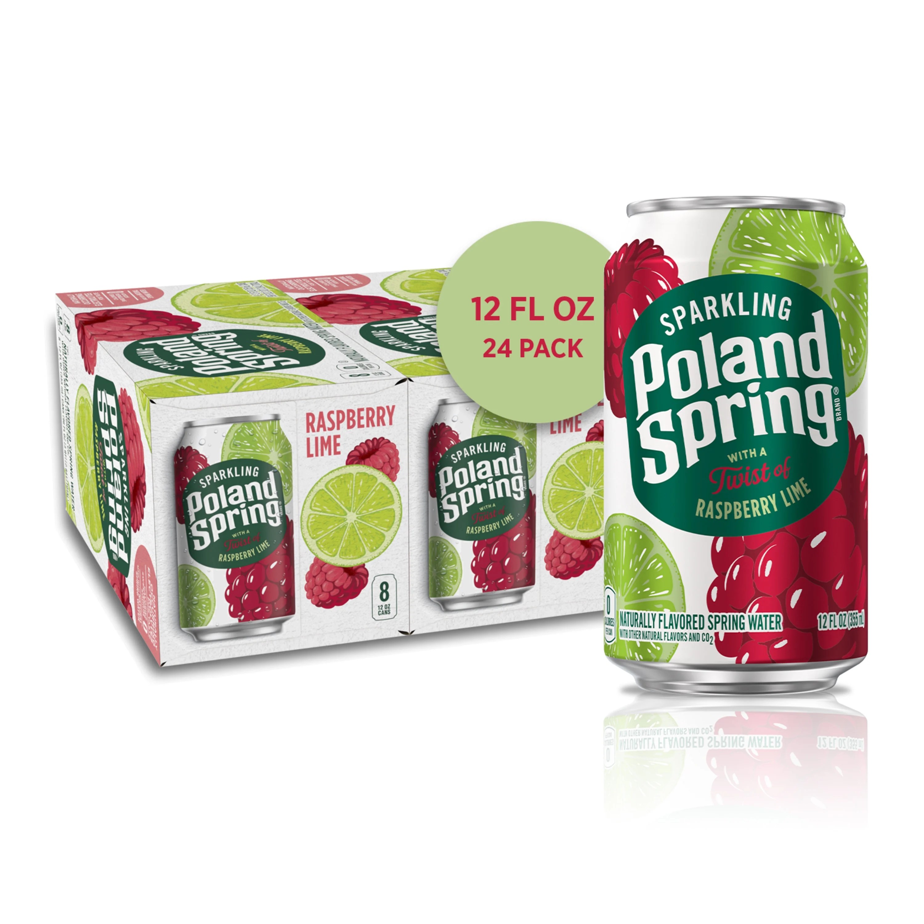 Poland Spring Sparkling Water, Raspberry Lime, 12 oz. Cans (24 Count