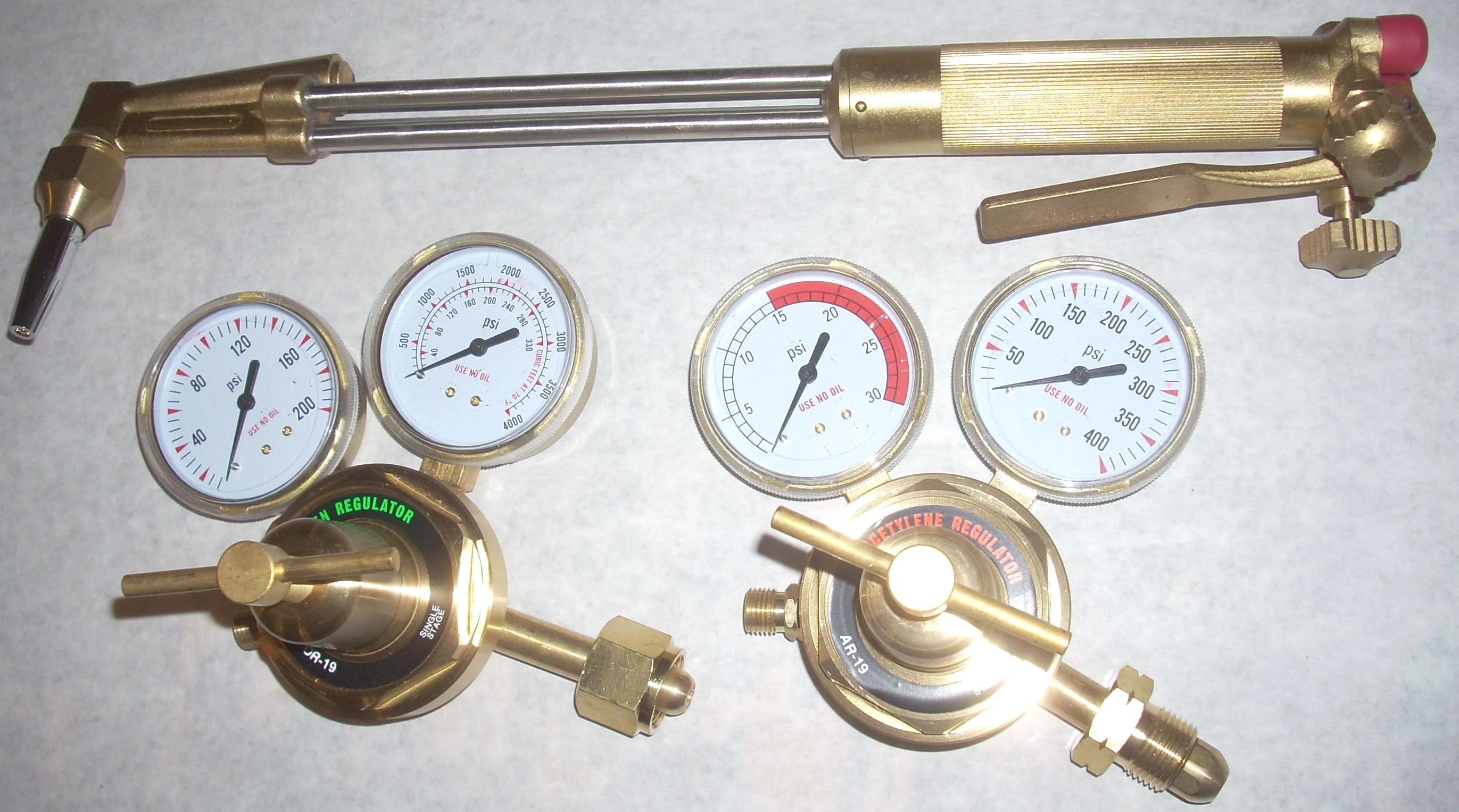 18" Cutting Torch Regulator Kit LP Propane 90 Deg Head w Tip Size 1