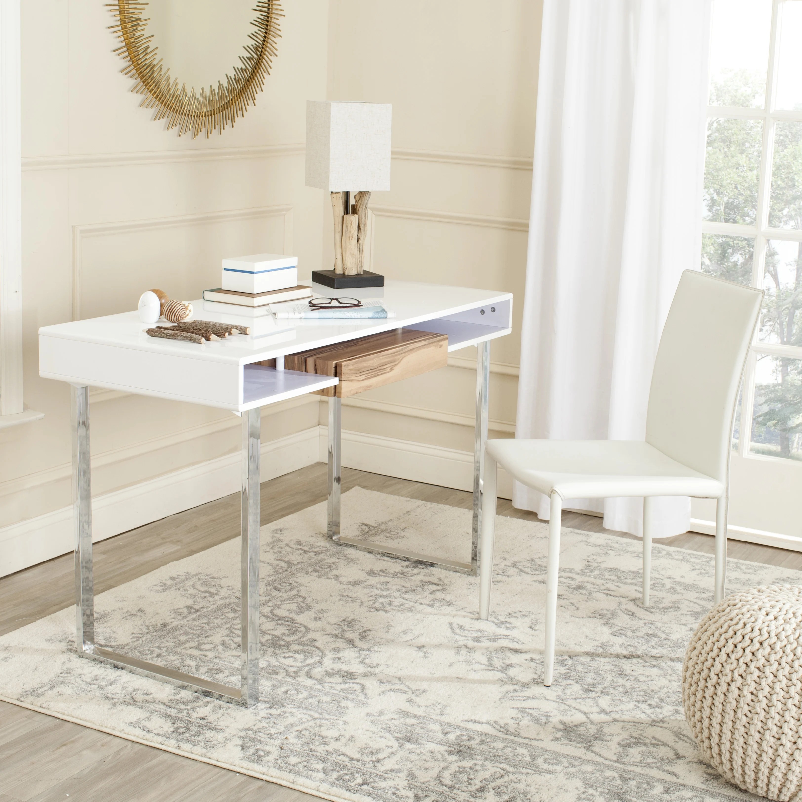 Safavieh Metropolitan Modern Glam Lacquer Computer Desk, White