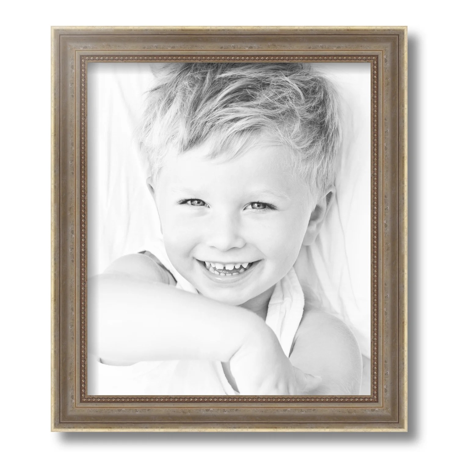 ArtToFrames 12x14 Inch Aged White Gold Picture Frame, This Silver Wood Poster Frame is Great for