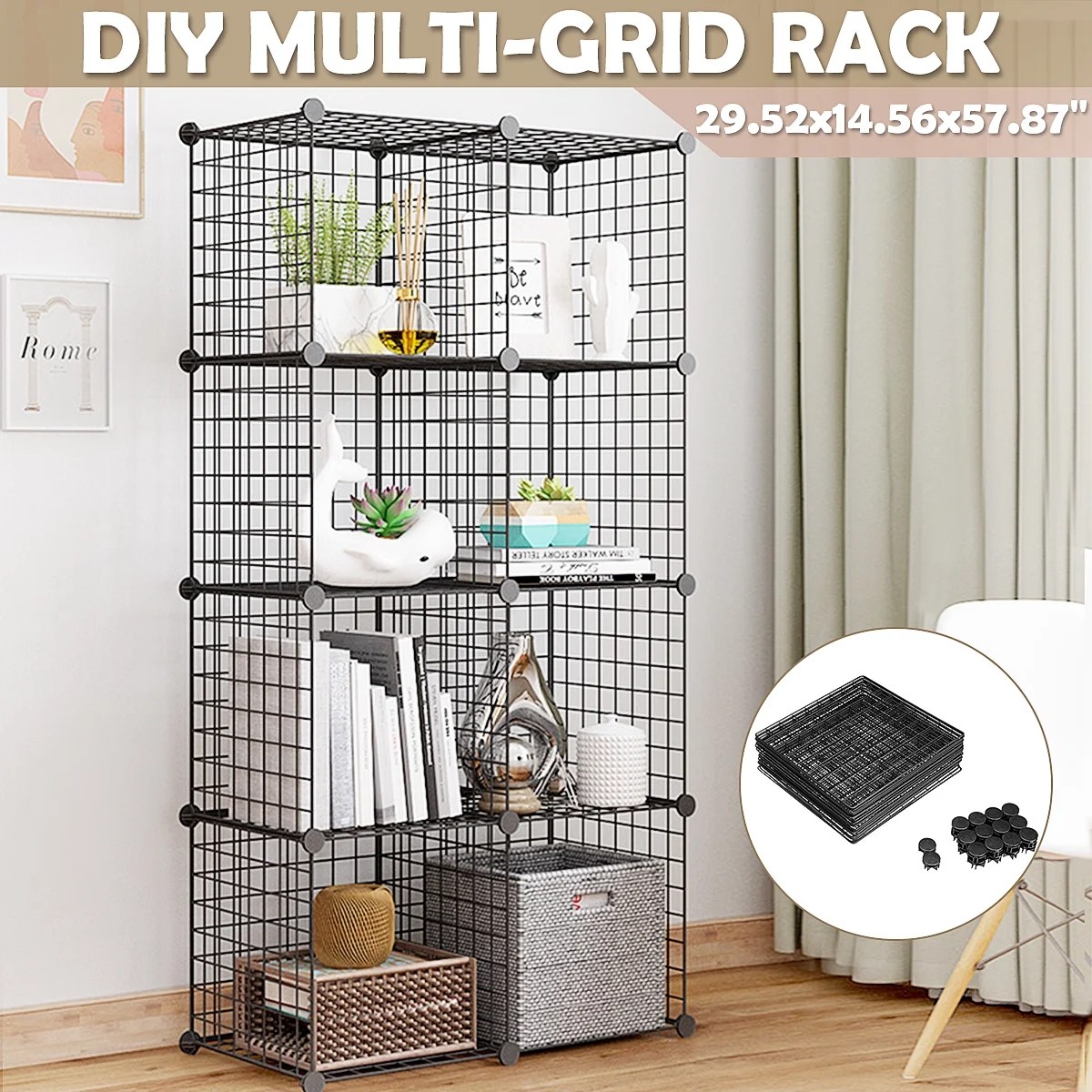 AUGIENB 4/6/8/12 Cube Metal Wire Cube Storage Organizer Cubes DIY