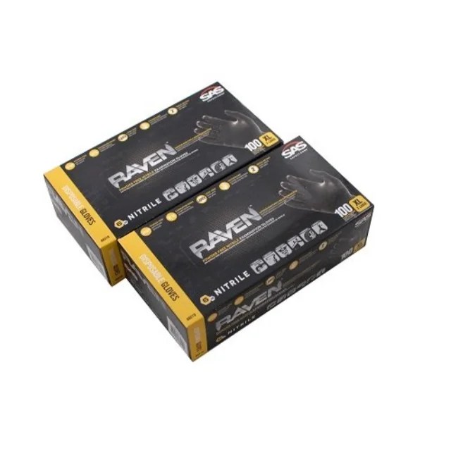 sas safety 66519 raven powderfree disposable black nitrile 6 mil