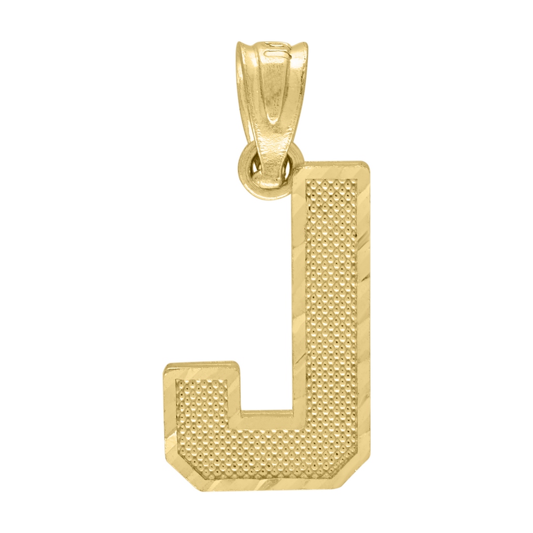 JewelryWeb 10k Yellow Gold Unisex Textured Initial Letter J Charm