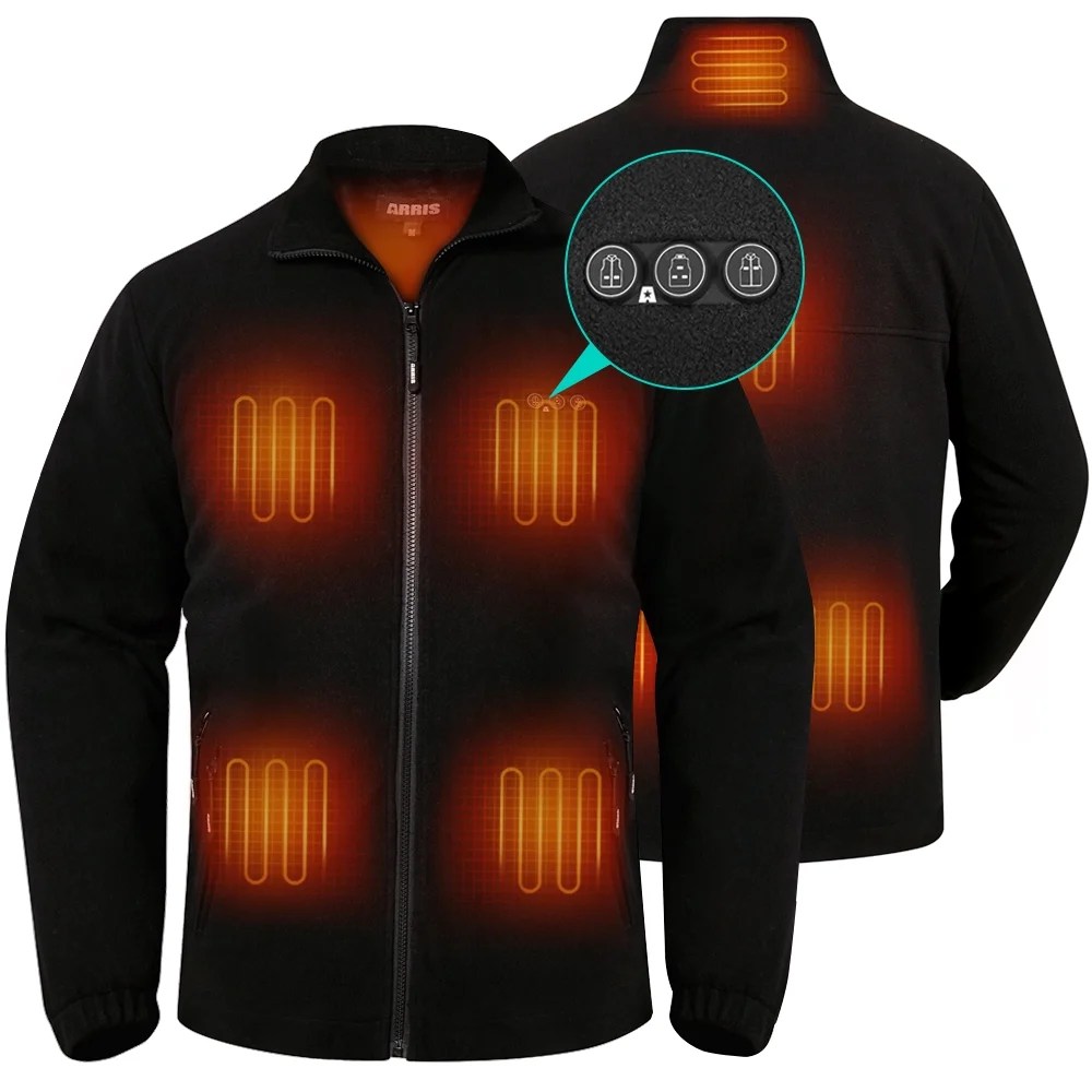 ARRIS Men`s Heated Fleece Jacket with Battery Electric Heating Coat