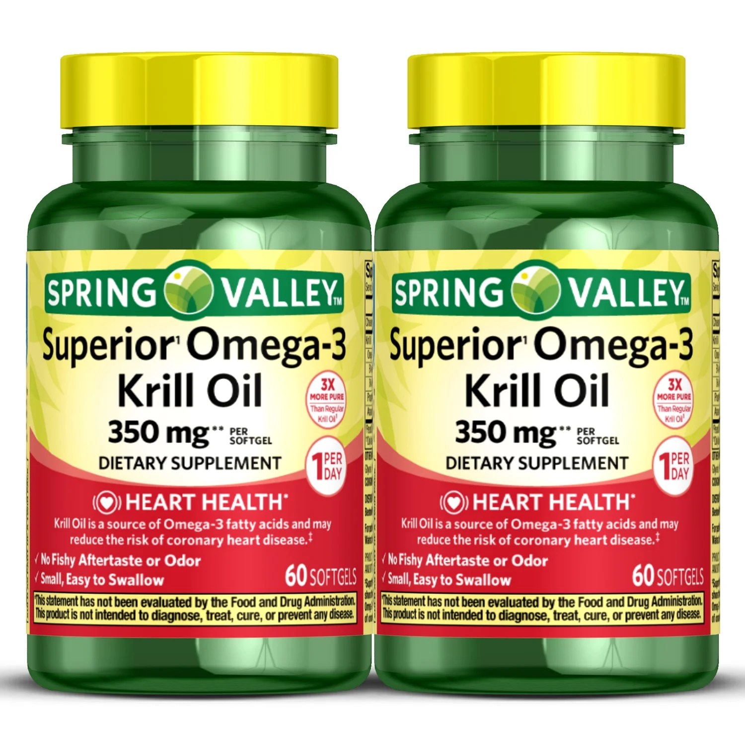 Spring Valley Antarctic Krill Oil Softgels, 350 mg, Twin Pack, 60 Count