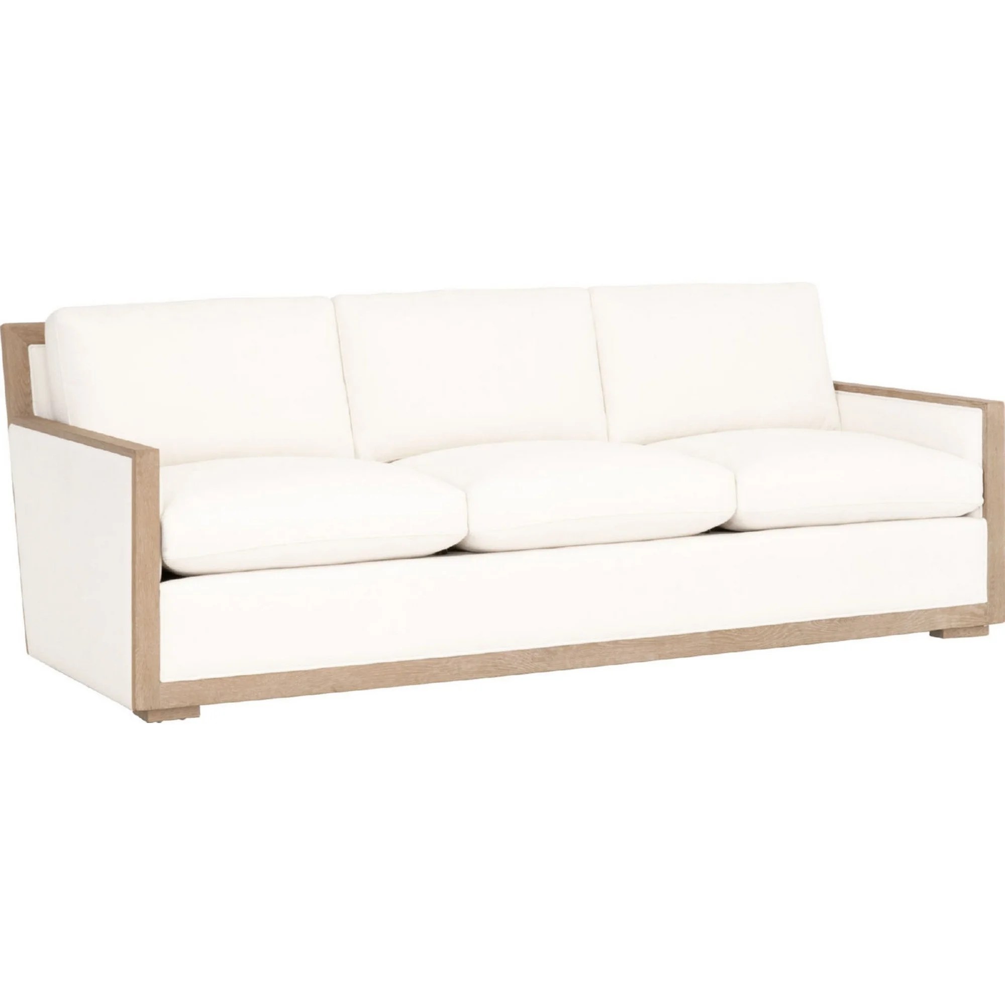 White Sofa With Wood Trim Baci Living Room