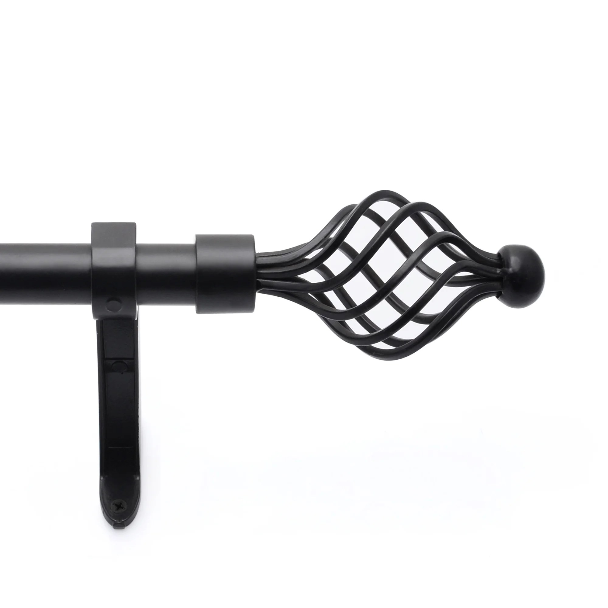 Deco Window 3/4 Inch Adjustable Black Curtain Rod for Windows Curtains