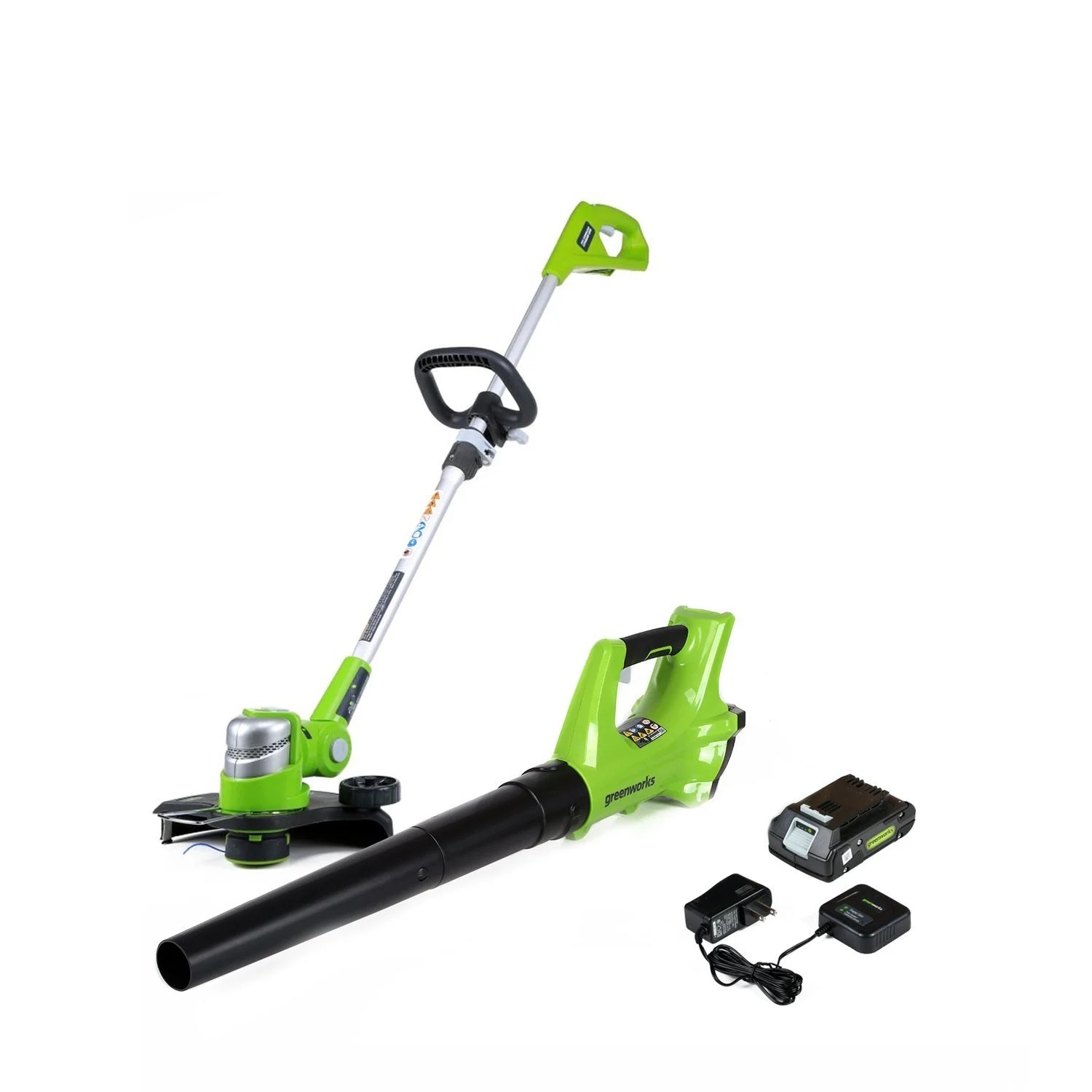 Greenworks 24V Cordless String Trimmer & Blower Combo, 2ah Battery