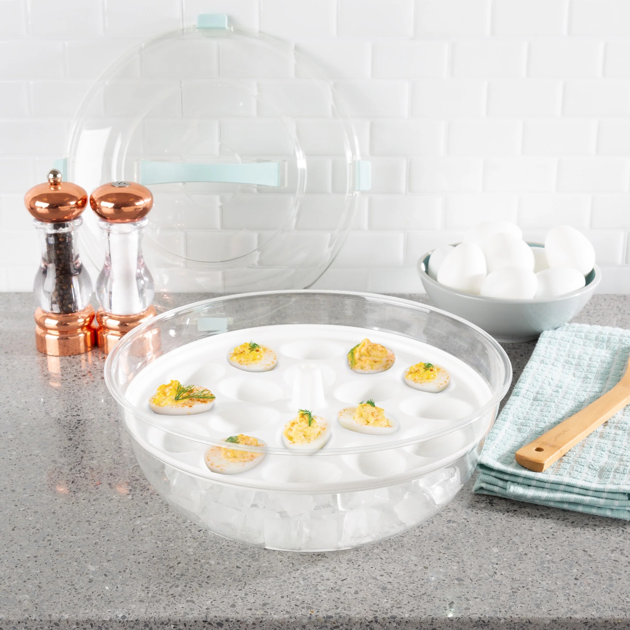 Cold Appetizer Tray4in1 Chilled Platter with Ice Compartment, Lid