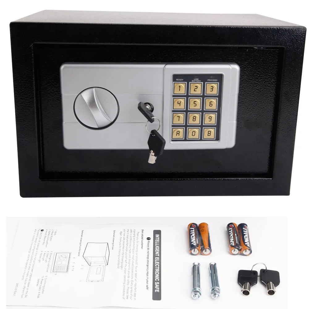 UBesGoo Black Electronic Keypad Lock Safe Box Home Office Cash
