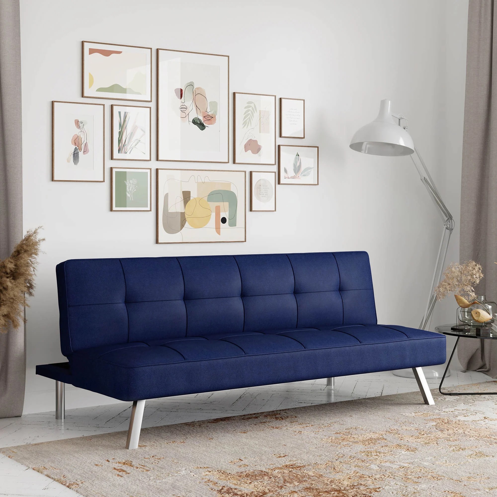 Serta Chelsea Modern Futon, Blue Fabric