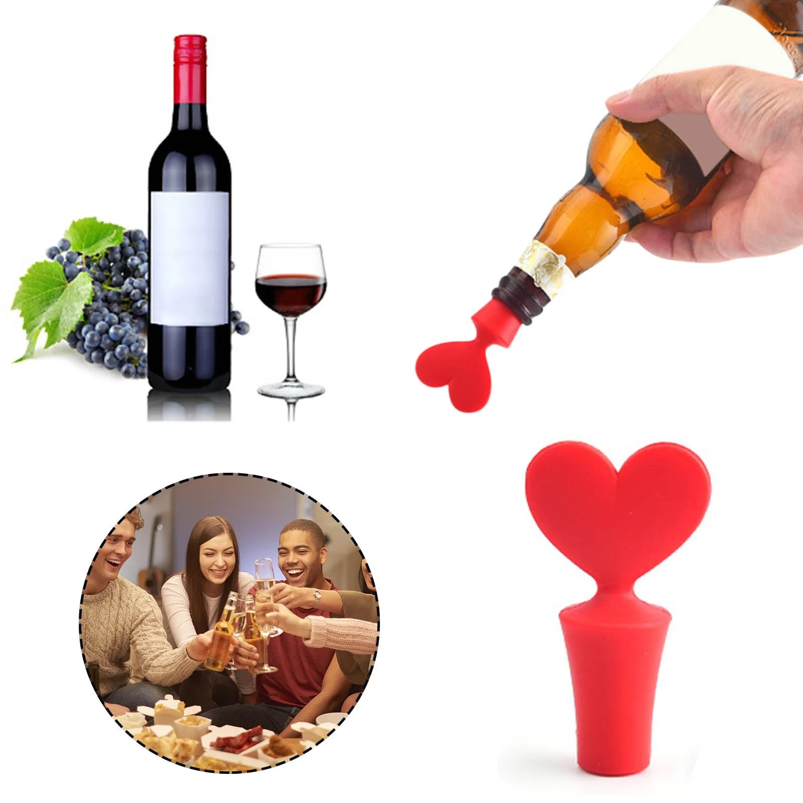 Silicone Wine Stopper Reusable Beer Bottle Stopper Beer Glass Bottle