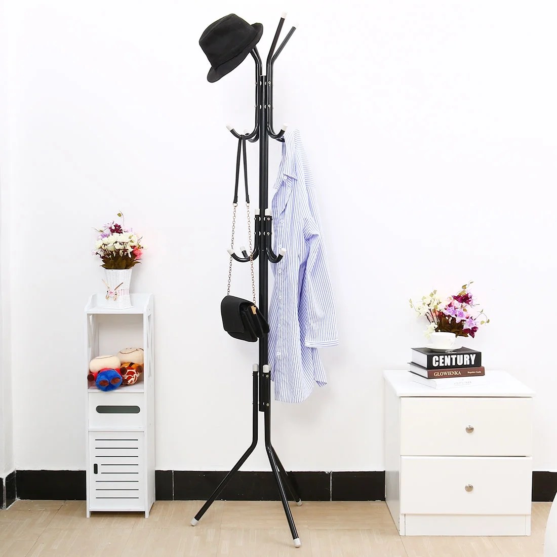 Uxcell 3Tier Metal Coat Hat Rack Tripod Stand Hall Tree 12 hooks