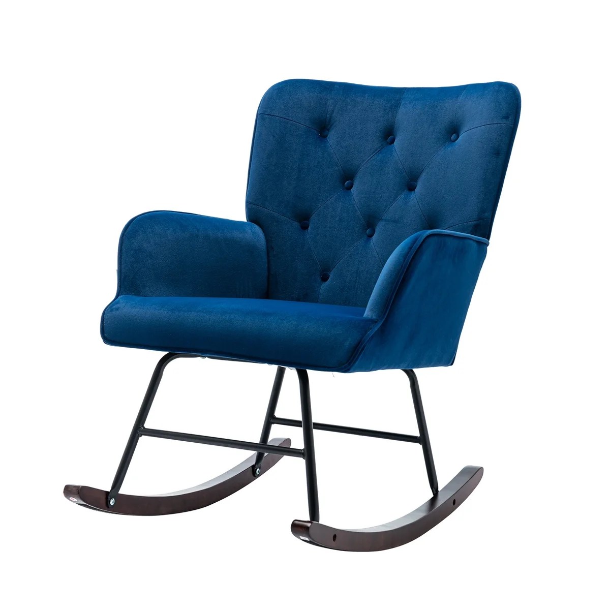 Rocking Chair, Velvet Accent Upholstered Nursery Rocker Chair Armchair