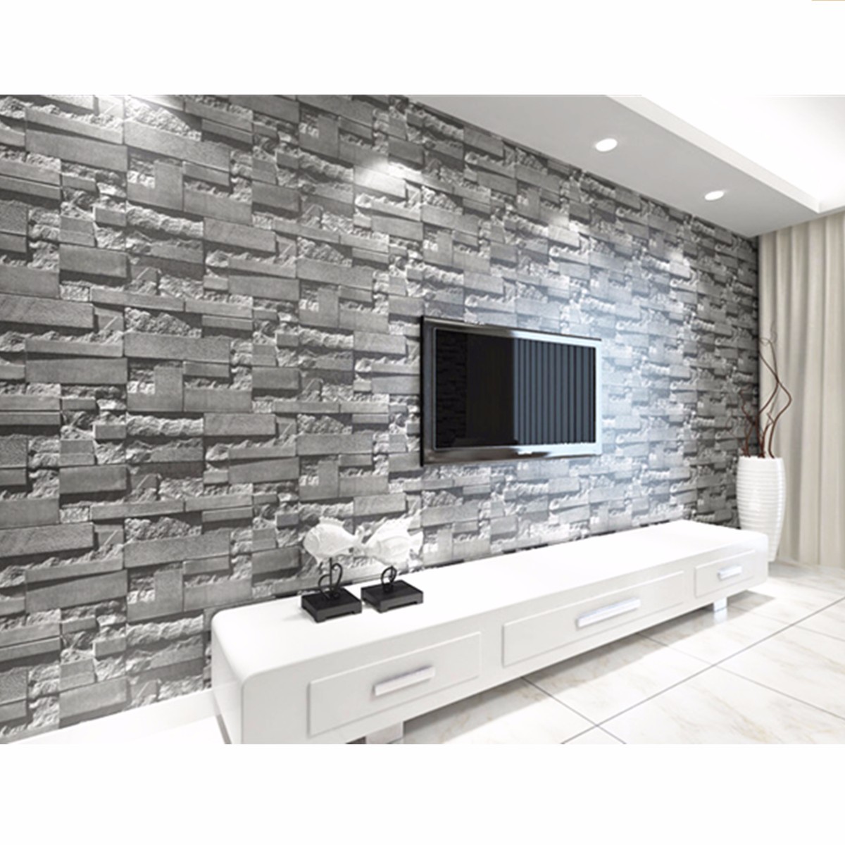 57sq.ft/393.7'' x 21'' 3D Effect Brick Stone Wallpaper Sticker Textured 57sq.ft/393.7'' x 21'' 3D Effect Brick Stone Wallpaper Sticker Textured