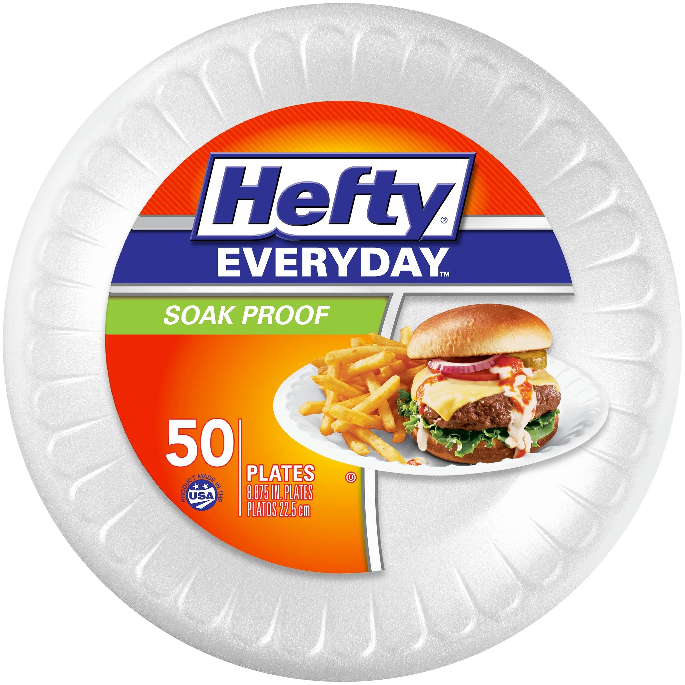 Hefty Medium Round Foam Party Plates, 50 Count