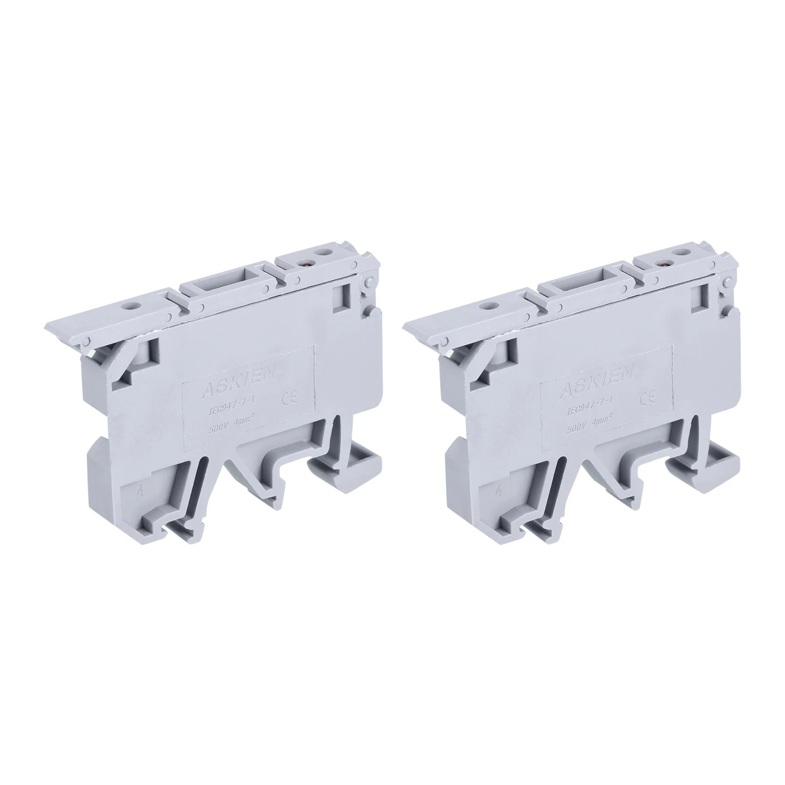DIN Rail Mount Fuse Holder Terminal Blocks Grey ASK1/EN LD 24V Pack of