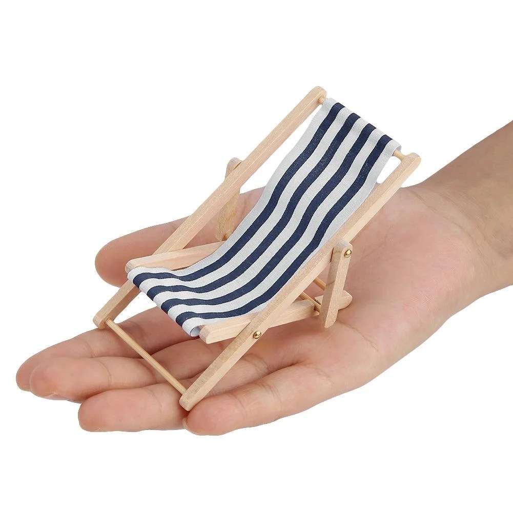 OTVIAP Dollhouse Accessories Mini Furniture Foldable Beach Chair for 1/