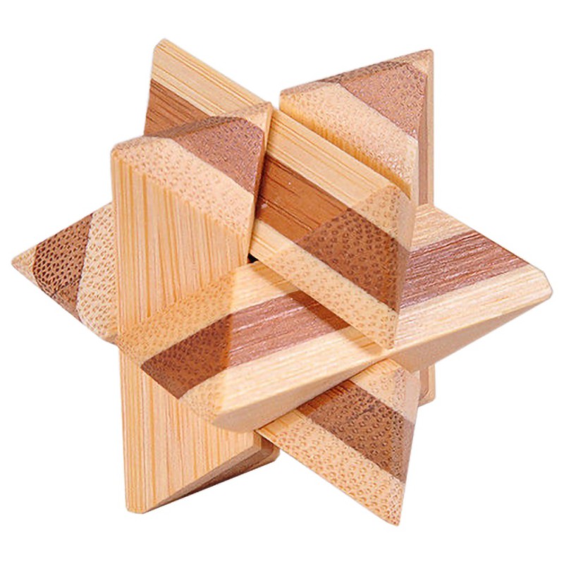 3D Wooden Cube Brain Teaser Puzzle Kongming Lock, IQ Puzzles Great Educational Intelligence