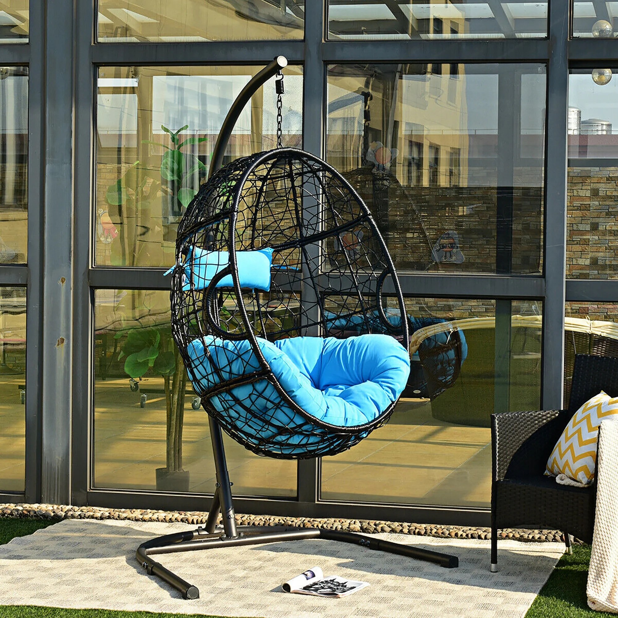 Hammock Chair with Stand Hanging Cushioned Swing Egg Chair