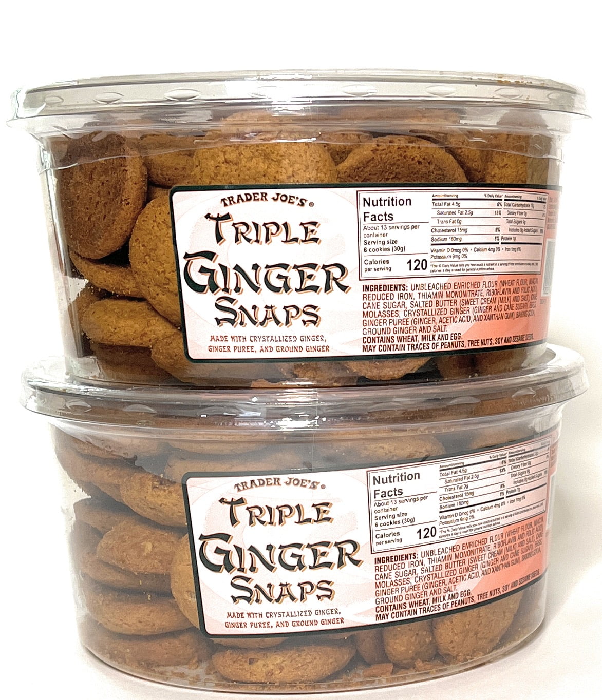 Trader Joe's Triple Ginger Snaps 14 oz Container 2 pack
