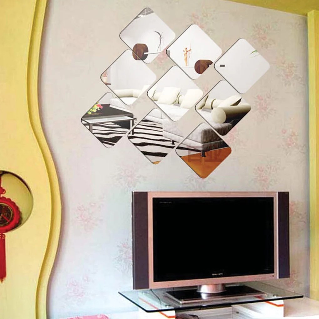 6pcs/set 15cm Square DIY Mirror Wall Sticker Roof Ceiling Mirrored 6pcs/set 15cm Square DIY Mirror Wall Sticker Roof Ceiling Mirrored