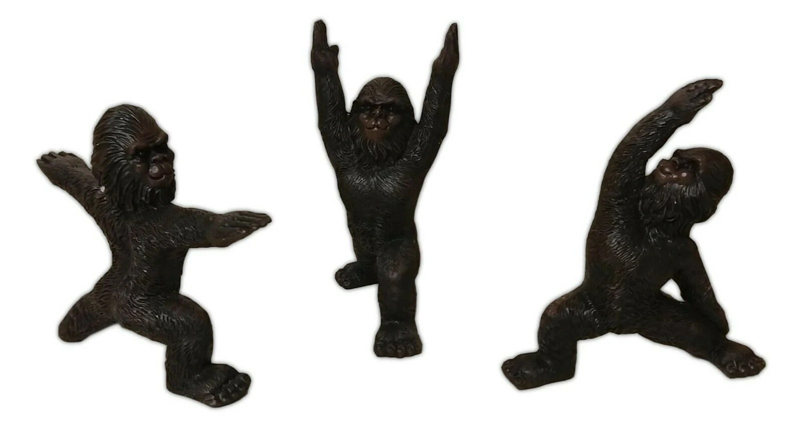 Set of 3 SASQUATCH YOGA Bigfoot Figurines, by Wilcor