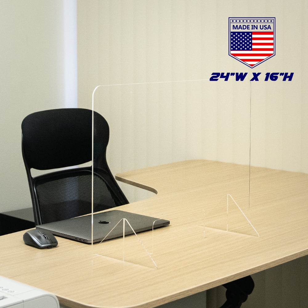Sneeze Guard for Counter and Desk, Freestanding Clear Acrylic Shield