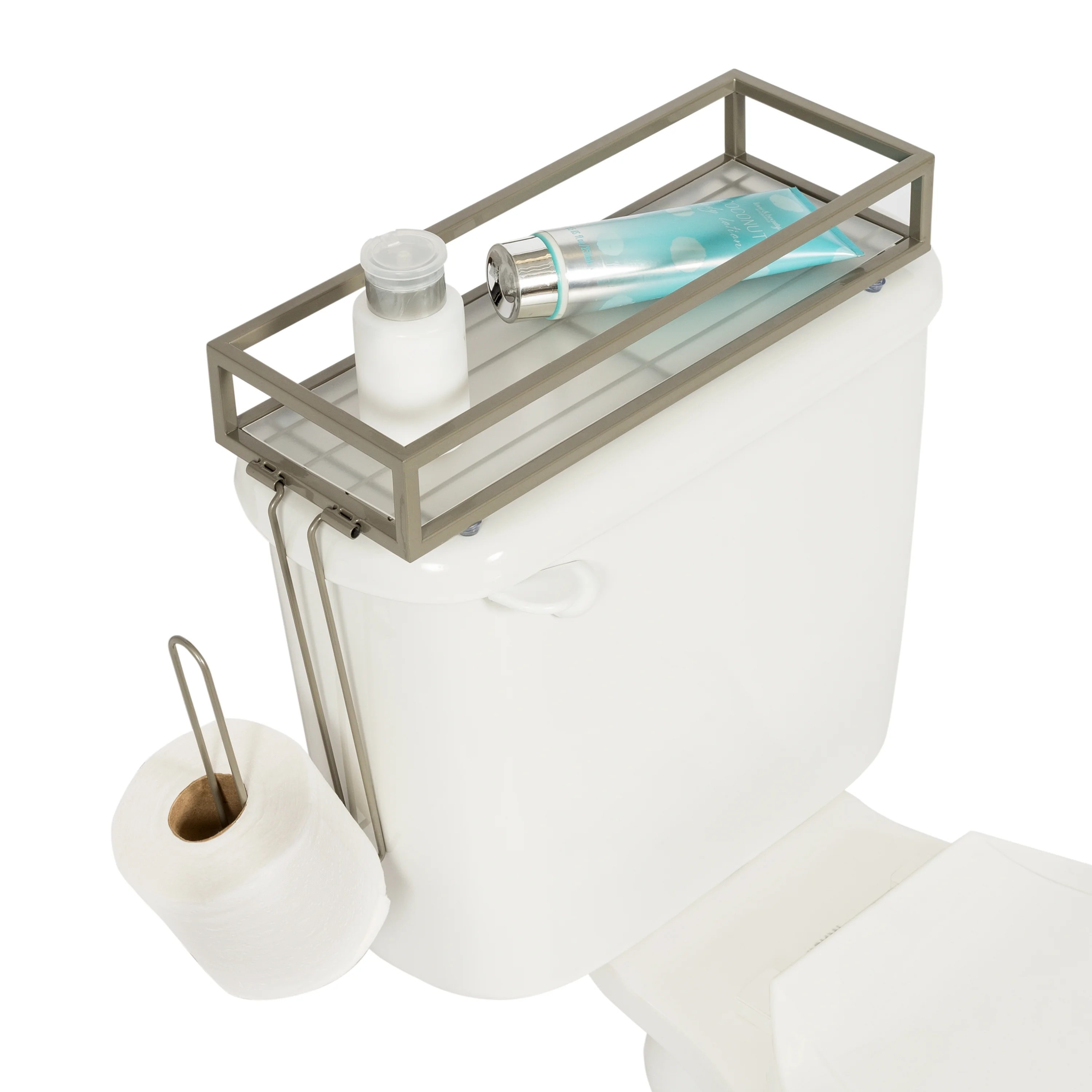 Honey Can Do Toilet Tank Storage Tray, Grey