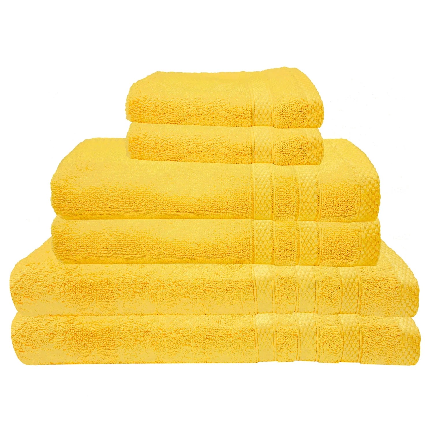 Premius Premium 6Piece Combed Cotton Bath Towel Set, Yellow