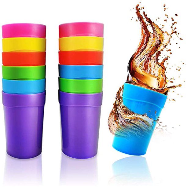 12 PCS Unbreakable Plastic Tumblers,Plastic Cups Reusable，Kids Plastic