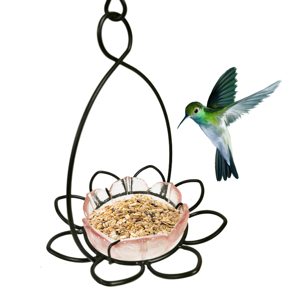 Akoyovwerve Metal Automatic Bird Feeder Hanging Lotus Bird Feeder Wild Balcony Bird Feeder