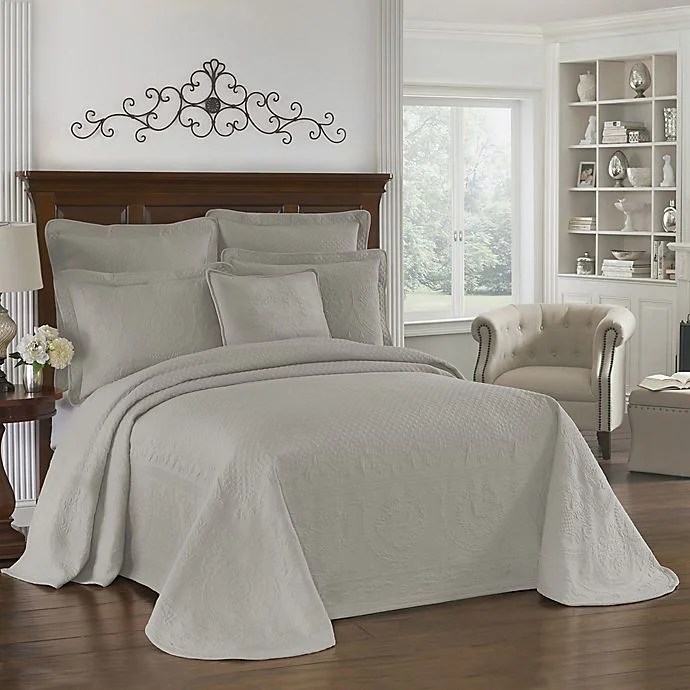 Historic Charleston King Charles Matelasse King Coverlet in Grey