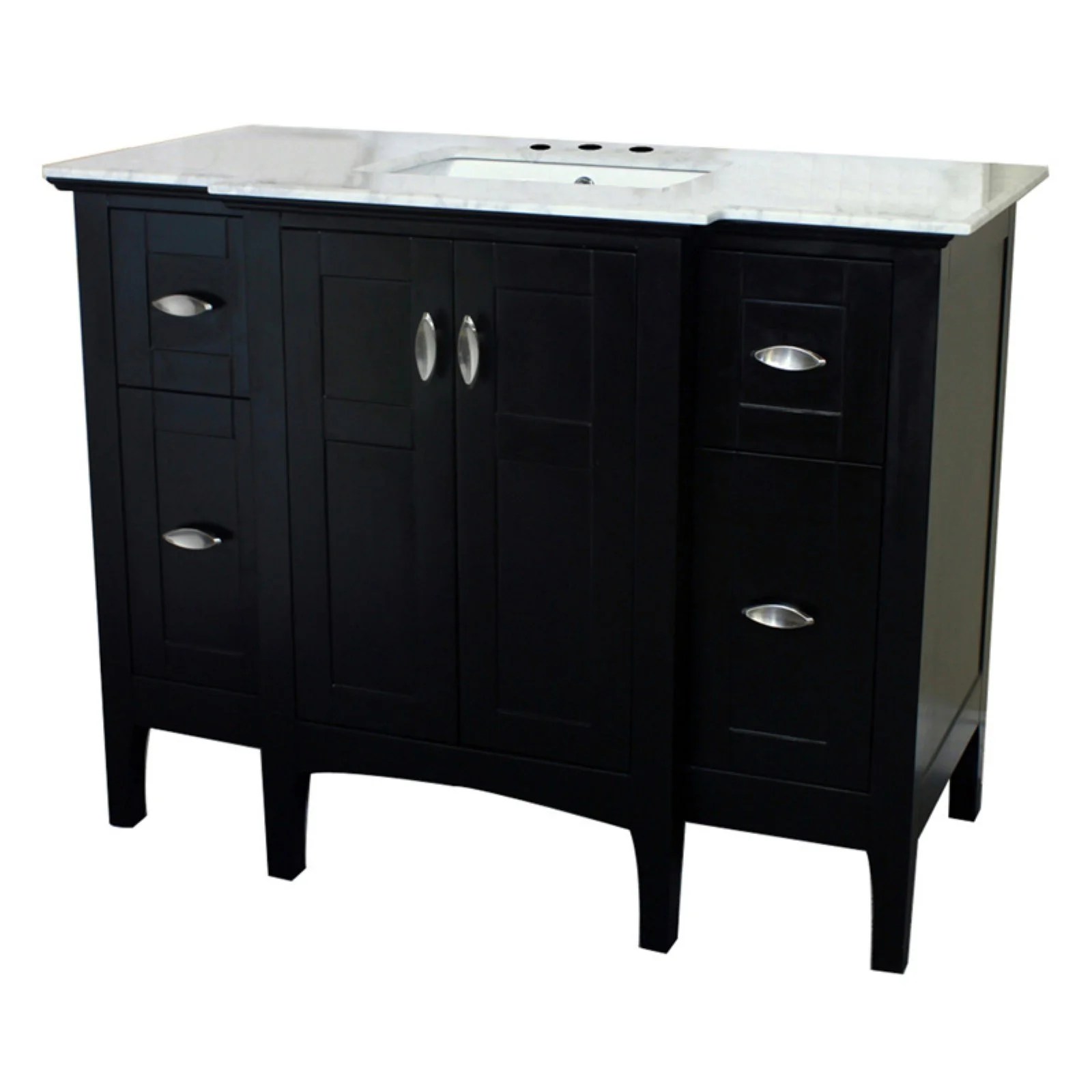 45 in Single sink vanity in espresso with marble top in white