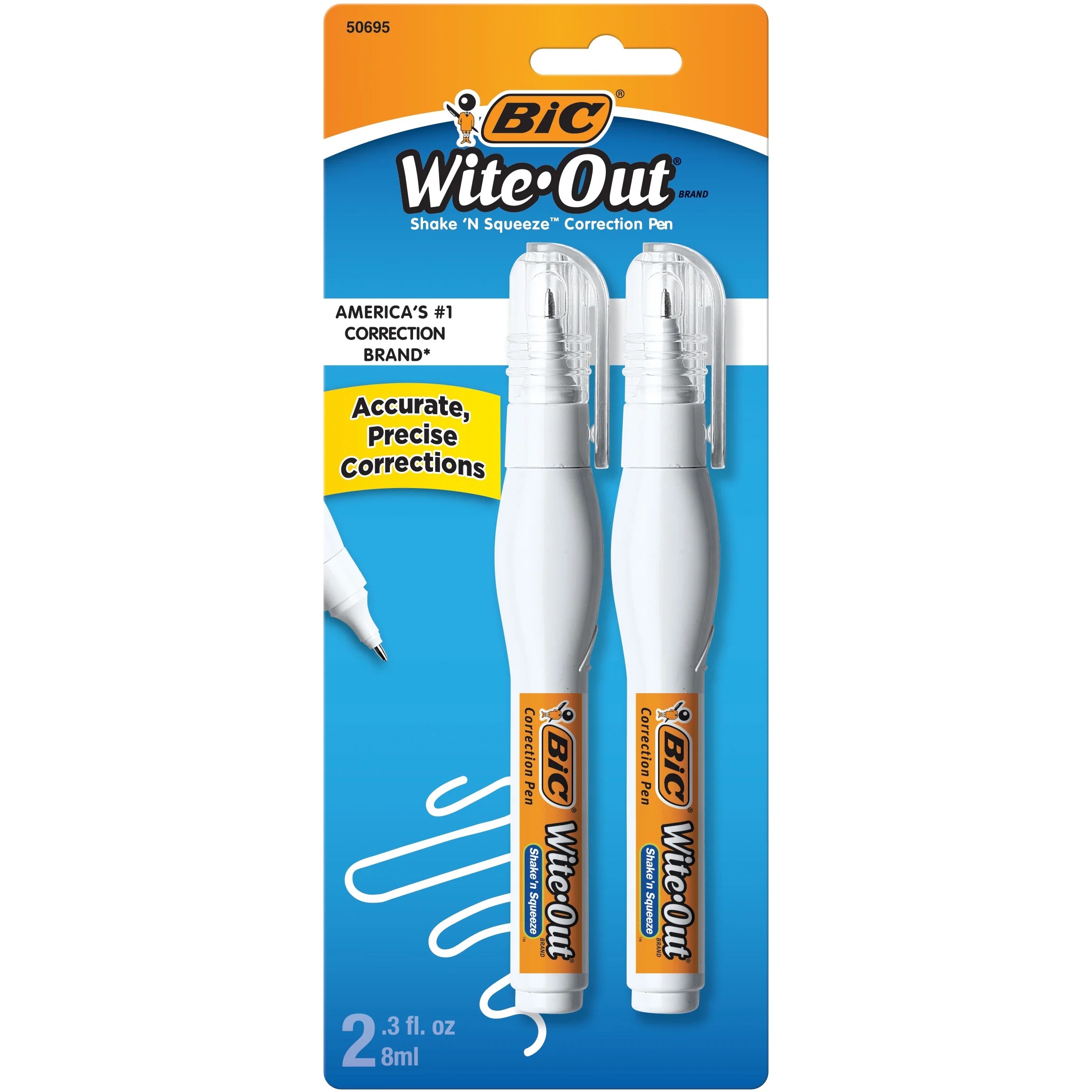 BIC WiteOut Shake 'n Squeeze Correction Fluid Pen, 2 Count