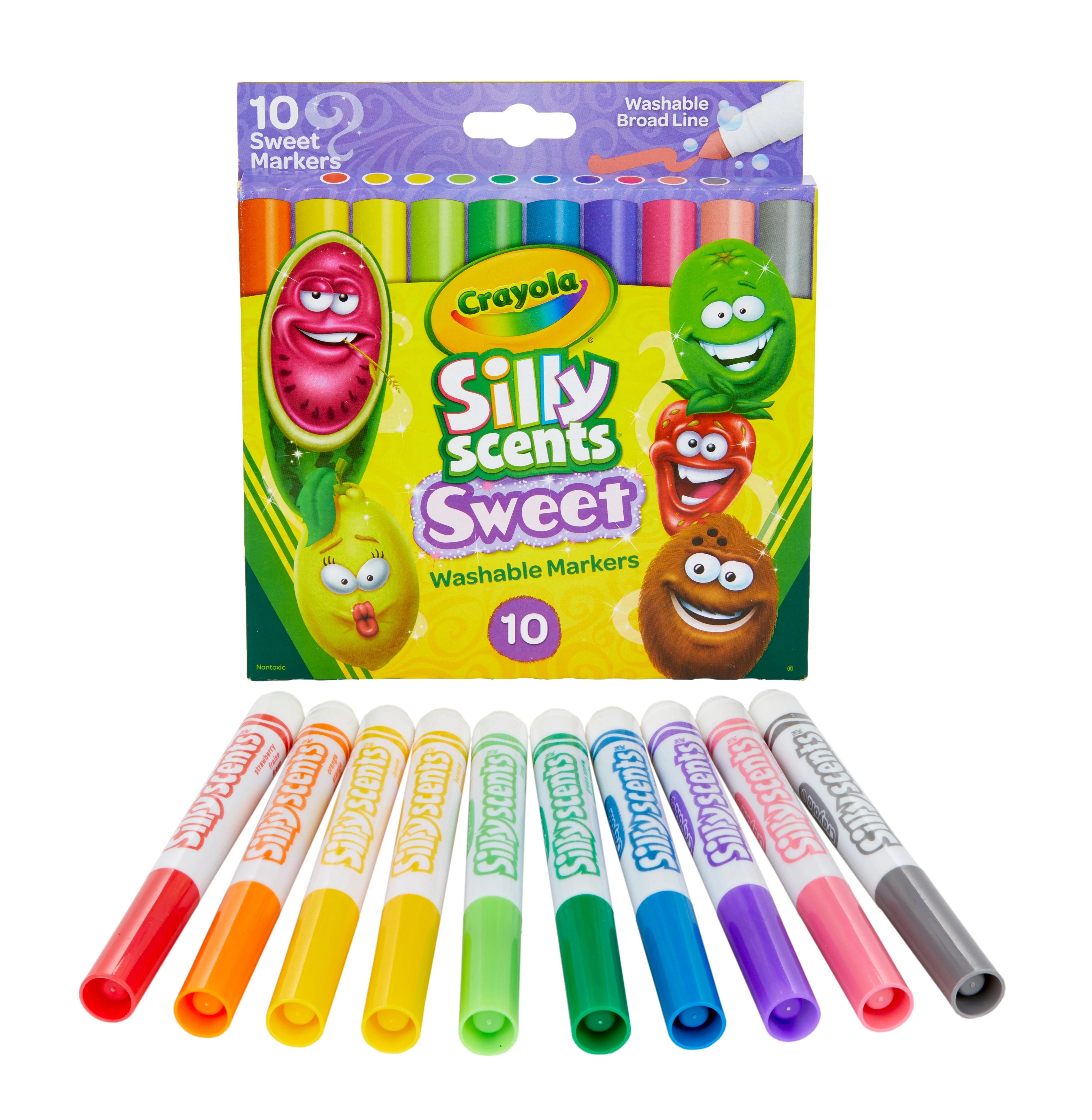 Crayola Silly Scents Sweet Washable Art Markers Broad Line, Child, 10