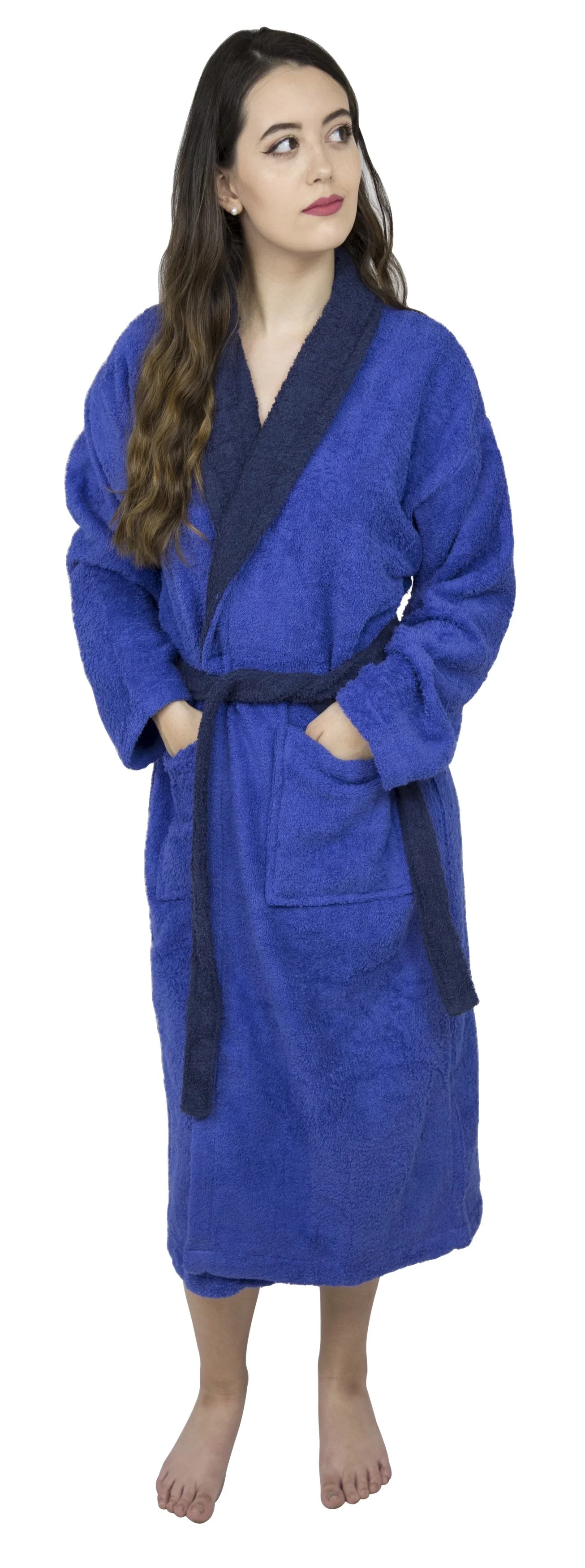 Women’s 100 Terry Cotton Bathrobe Toweling Gown Robe Two Tone