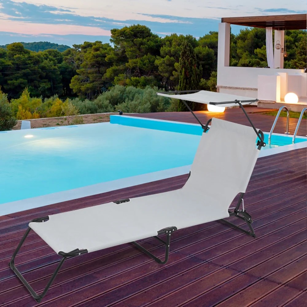 enyopro Folding Lounge Chair Bed with Head Canopy enyopro Folding Lounge Chair Bed with Head Canopy