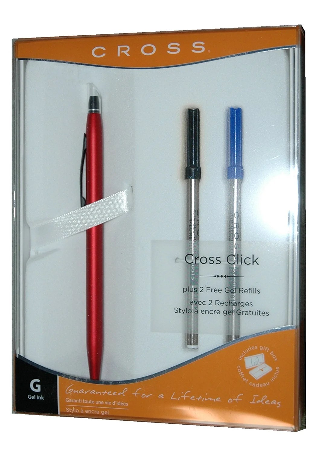 Cross Red Click Pen with 2 Extra Gel Roller Pen Refills (8910)