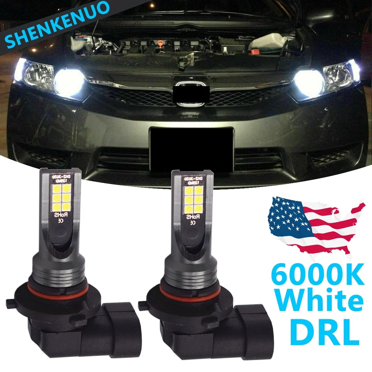 SHENKENUO for Subaru Impreza WRX STI Legacy LED High Beam Daytime