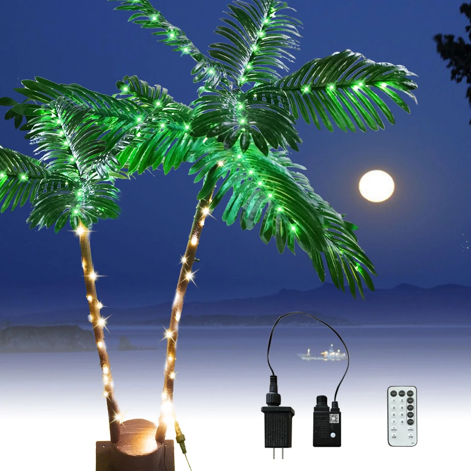 Colorful Lighted Palm Tree with Remote, Artificial Palm Tree Indoor